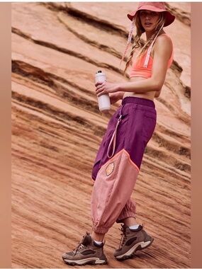 NWOT FREE PEOPLE MOVEMENT Free Flow Pants | Deep Mulberry Combo